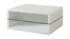 Elana Rectangle 2-shelf Coffee Table Glossy White - Half Price Furniture