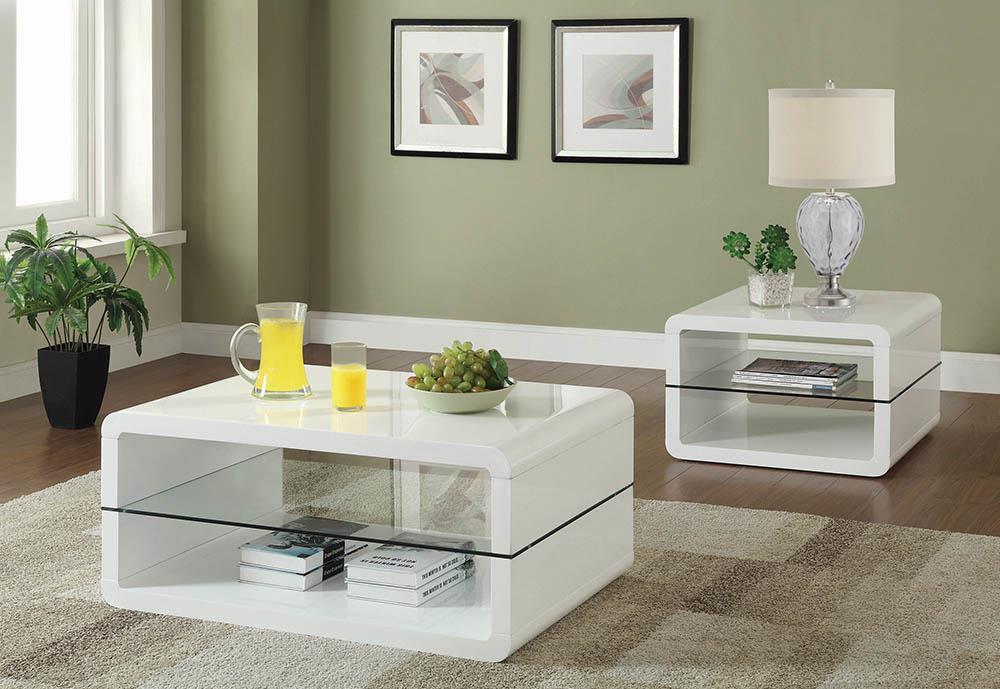 Elana Square 2-shelf End Table Glossy White - Half Price Furniture