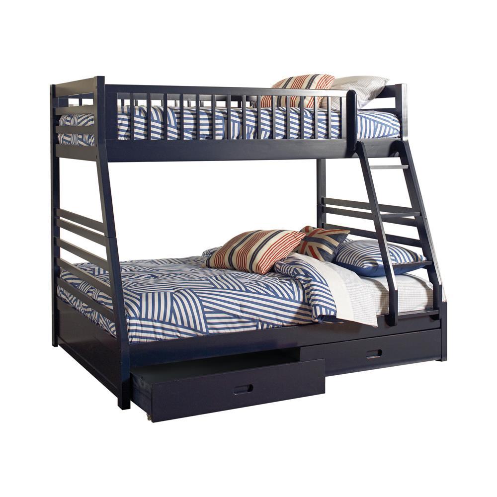 Ashton Twin Over Full 2-drawer Bunk Bed Navy Blue - Half Price Furniture