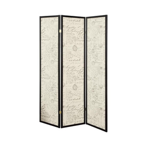 Felice 3-panel French Script Print Folding Screen Espresso - Half Price Furniture