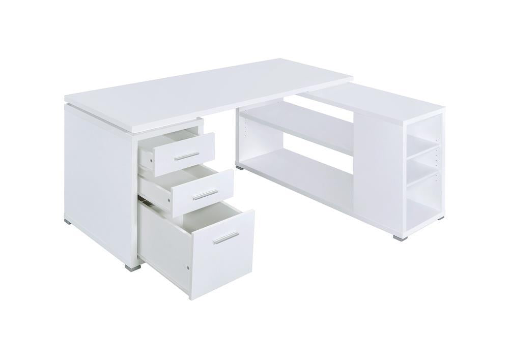 Yvette L-shape Office Desk White - Half Price Furniture