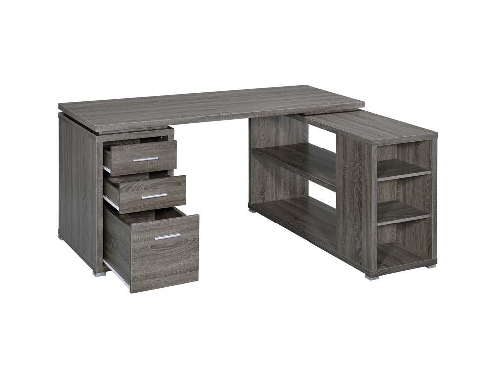 Yvette L-shape Office Desk Weathered Grey - Half Price Furniture