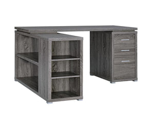 Yvette L-shape Office Desk Weathered Grey - Half Price Furniture