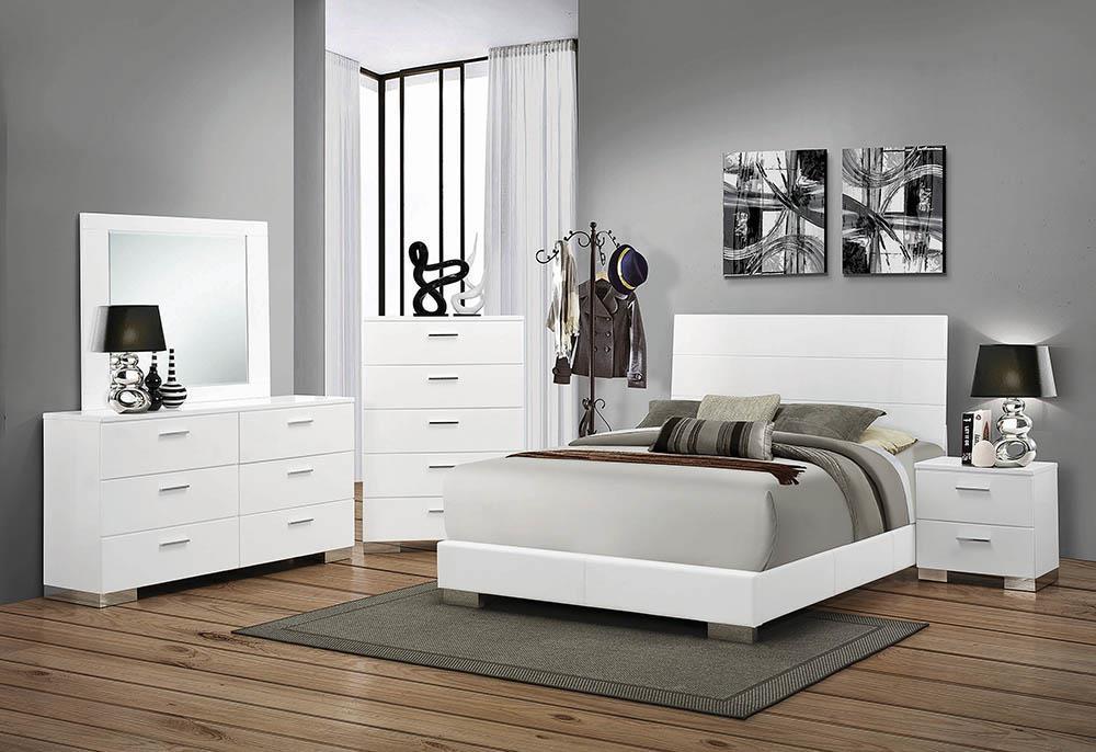 Felicity California King Panel Bed Glossy White - Bed - Half Price Furniture