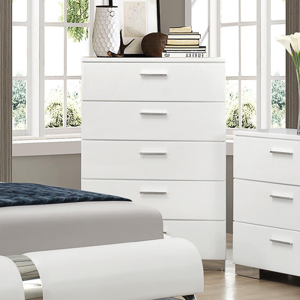 Felicity 5-drawer Chest Glossy White - Half Price Furniture