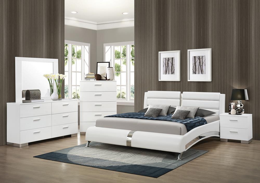 Jeremaine Eastern King Upholstered Bed White - Half Price Furniture