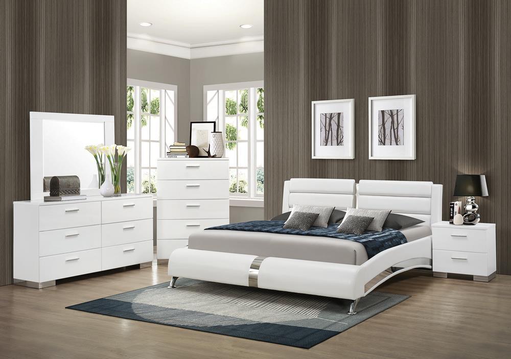 Jeremaine California King Upholstered Bed White - Bed - Half Price Furniture