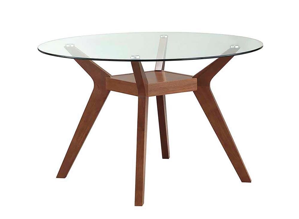 Paxton Mid Century Modern Nutmeg Glass Dining Table - Half Price Furniture