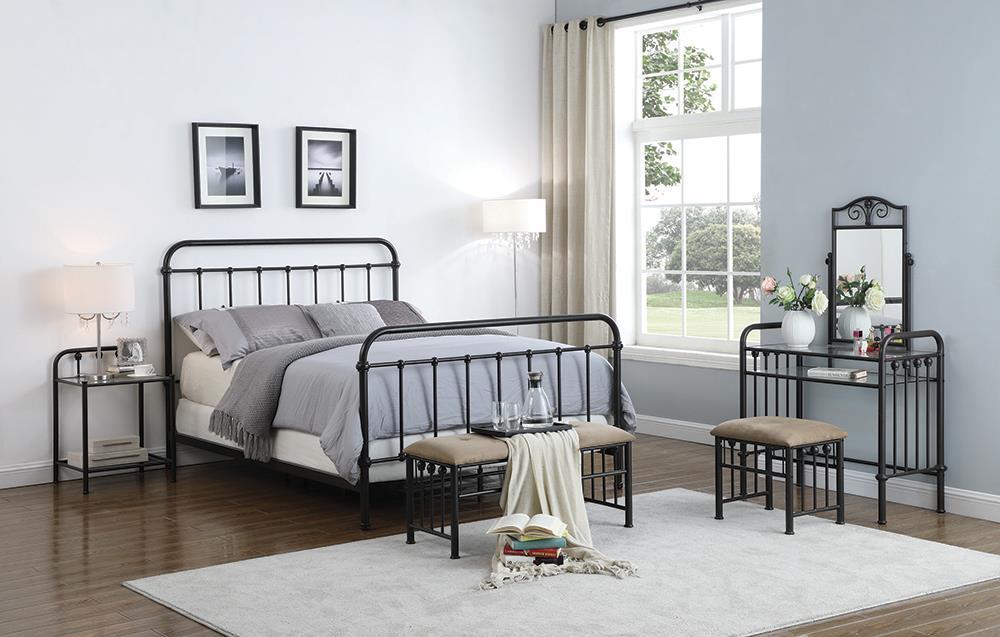 Livingston Eastern King Panel Metal Bed Dark Bronze - Bed - Half Price Furniture