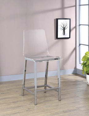 Juelia Counter Height Stools Chrome and Clear Acrylic (Set of 2) - Half Price Furniture