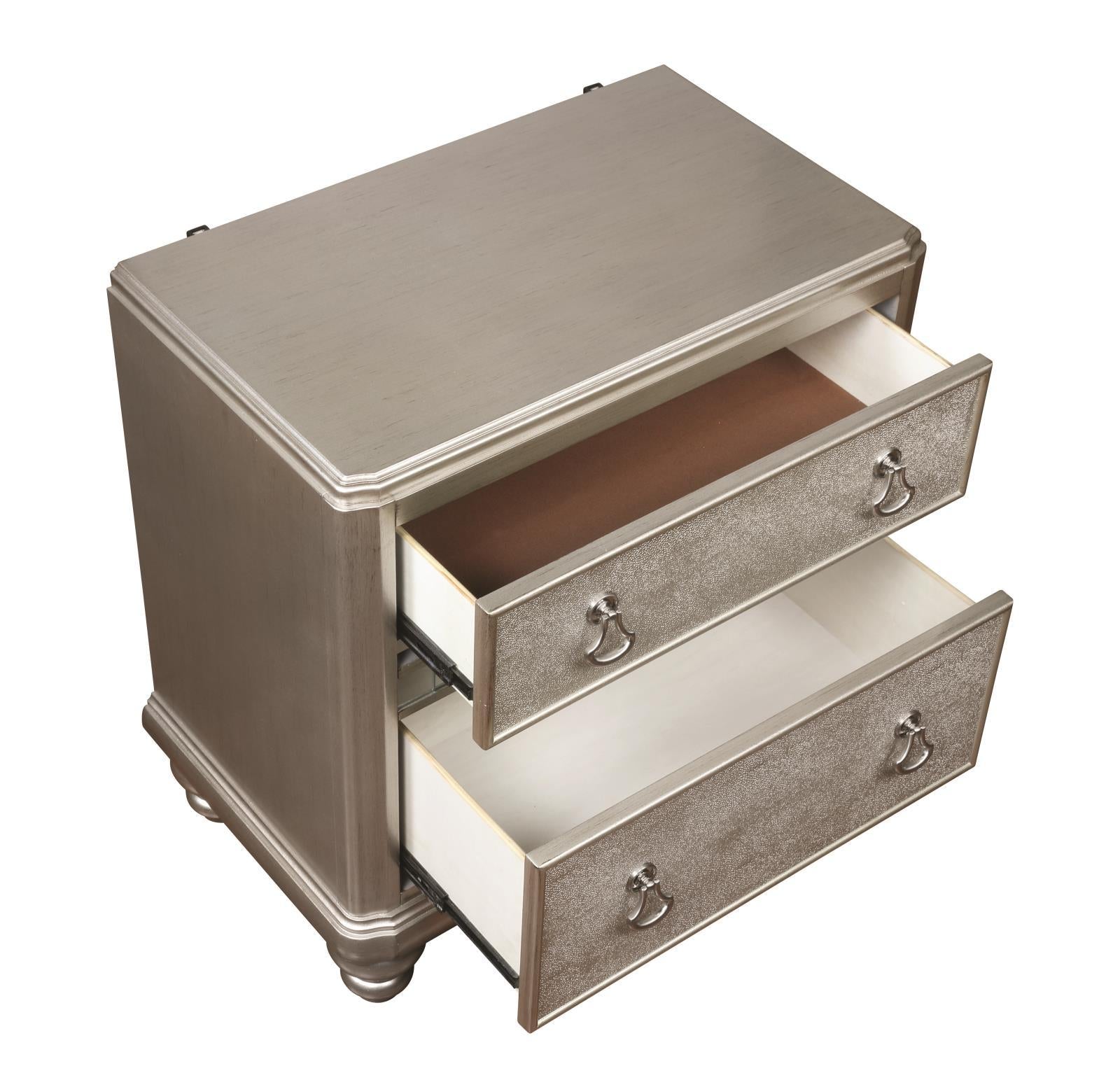 Bling Game 2-drawer Nightstand Metallic Platinum - Half Price Furniture