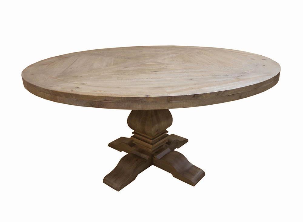 Florence Round Pedestal Dining Table Rustic Smoke - Half Price Furniture