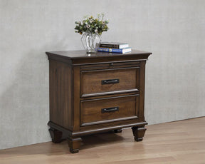 Franco 2-drawer Nightstand with Pull Out Tray Burnished Oak - Half Price Furniture