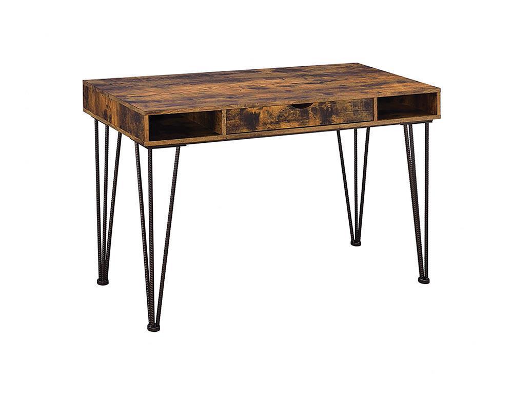 Olvera 1-drawer Writing Desk Antique Nutmeg and Dark Bronze - Half Price Furniture