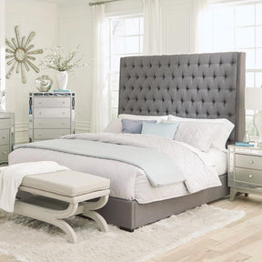 Camille Tall Tufted Eastern King Bed Grey  Half Price Furniture