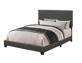 Boyd Queen Upholstered Bed with Nailhead Trim Charcoal - Half Price Furniture