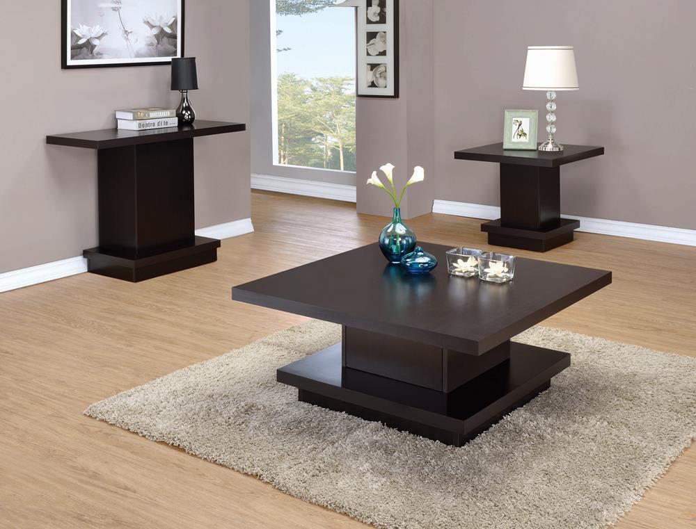 Reston Pedestal Square Coffee Table Cappuccino - Coffee Table - Half Price Furniture