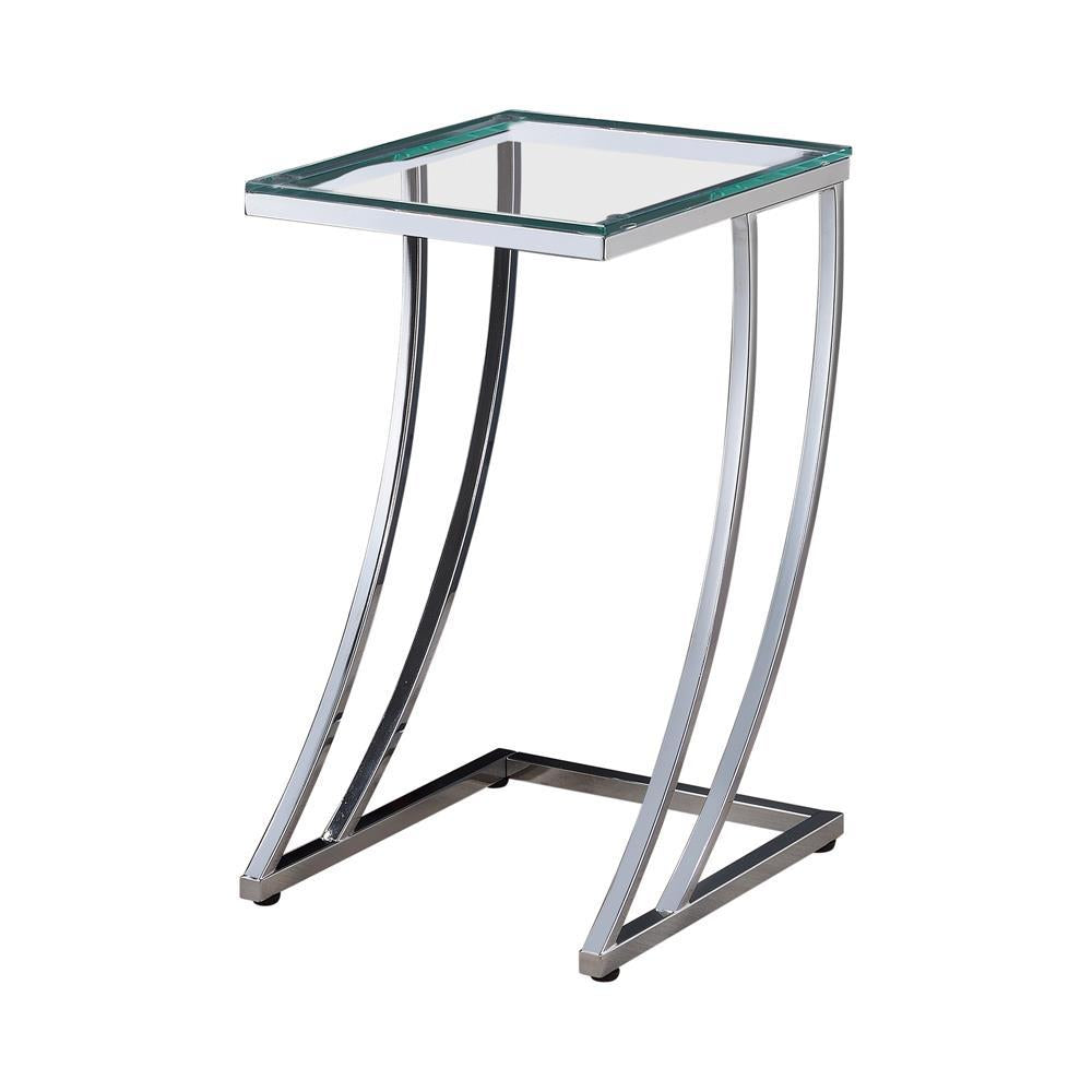 Cayden Rectangular Top Accent Table Chrome and Clear - Half Price Furniture