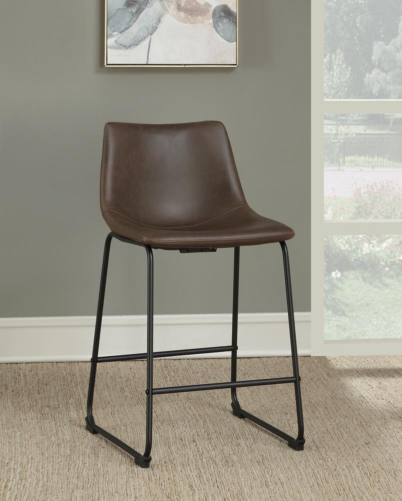 Michelle Armless Counter Height Stools Two-tone Brown and Black (Set of 2) - Half Price Furniture
