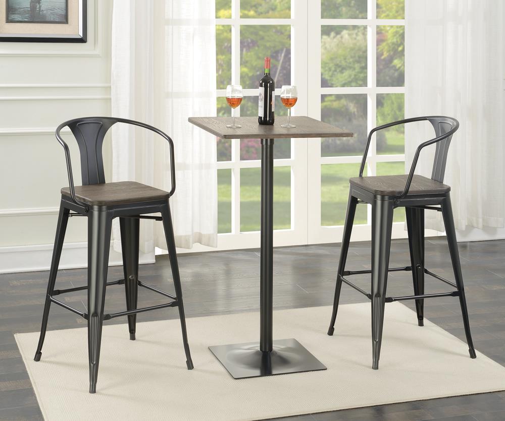 Cavalier Square Bar Table Dark Elm and Matte Black - Half Price Furniture