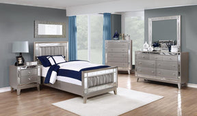 Leighton Twin Panel Bed with Mirrored Accents Mercury Metallic - Half Price Furniture