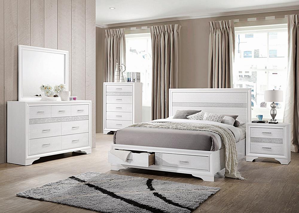 Miranda California King 2-drawer Storage Bed White - Half Price Furniture