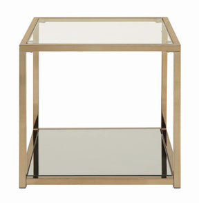 Cora End Table with Mirror Shelf Chocolate Chrome - Half Price Furniture