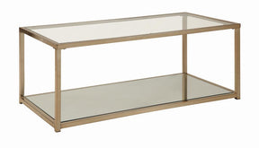 Cora Coffee Table with Mirror Shelf Chocolate Chrome - Half Price Furniture