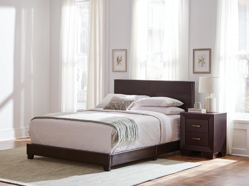 Dorian Upholstered Eastern King Bed Brown - Bed - Half Price Furniture