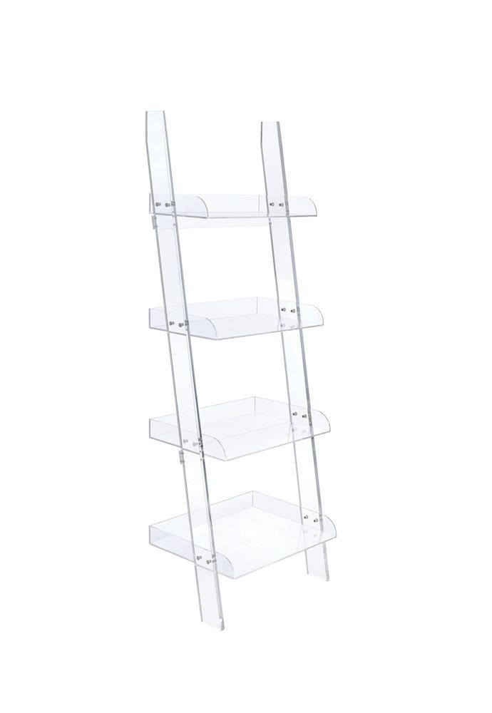 Amaturo 4-shelf Ladder Bookcase Clear - Half Price Furniture