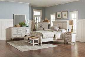 Franco Eastern King Panel Bed Antique White - Half Price Furniture