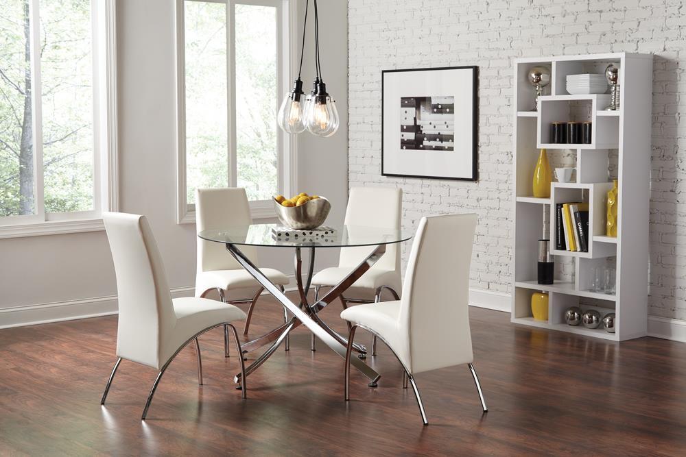 Beckham Round Dining Table Chrome and Clear - Half Price Furniture