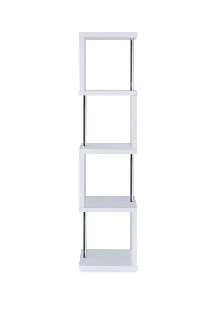 Baxter 4-shelf Bookcase White and Chrome - Half Price Furniture