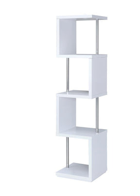 Baxter 4-shelf Bookcase White and Chrome - Half Price Furniture