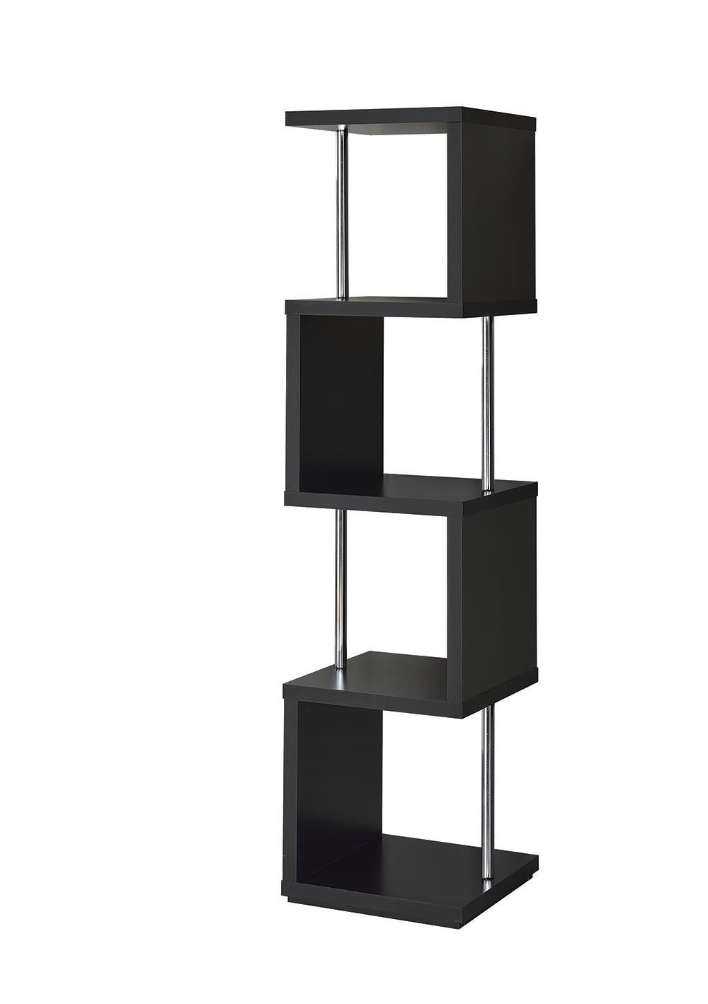 Baxter 4-shelf Bookcase Black and Chrome - Half Price Furniture