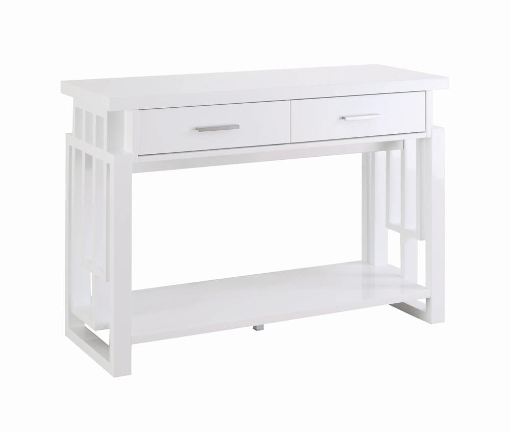 Schmitt Rectangular 2-drawer Sofa Table High Glossy White - Half Price Furniture