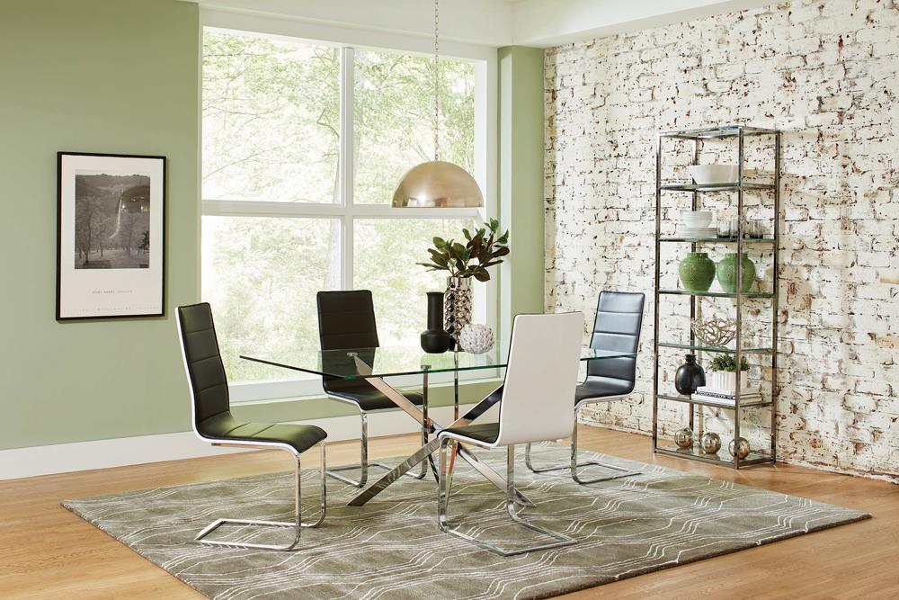 Carmelo X-shaped Dining Table Chrome and Clear - Half Price Furniture