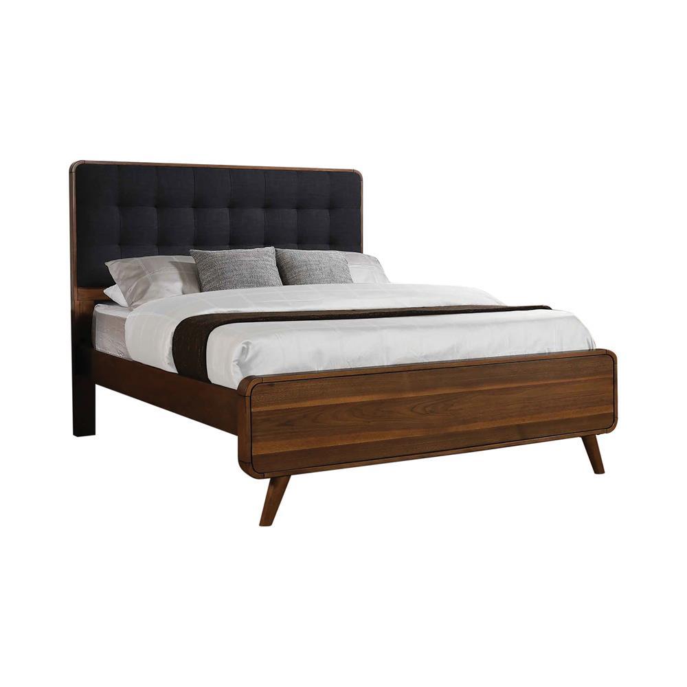 Robyn Eastern King Bed with Upholstered Headboard Dark Walnut - Half Price Furniture