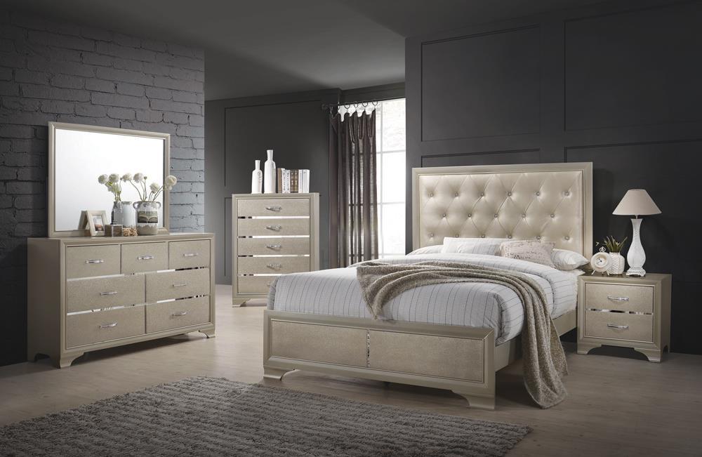 Beaumont Upholstered Queen Bed Champagne - Half Price Furniture