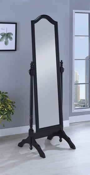 Cabot Rectangular Cheval Mirror with Arched Top Black - Half Price Furniture