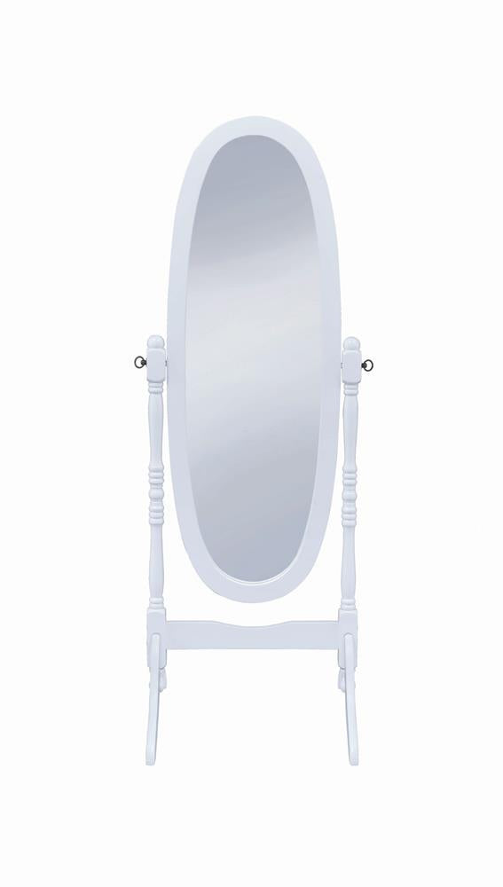 Foyet Oval Cheval Mirror White - Half Price Furniture