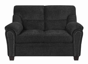 Clementine Upholstered Loveseat with Nailhead Trim Grey - Half Price Furniture