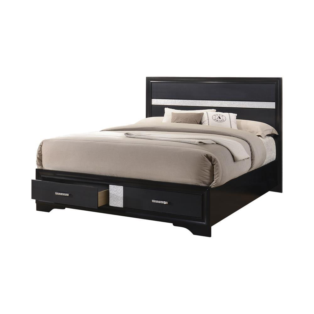 Miranda Eastern King 2-drawer Storage Bed Black - Half Price Furniture