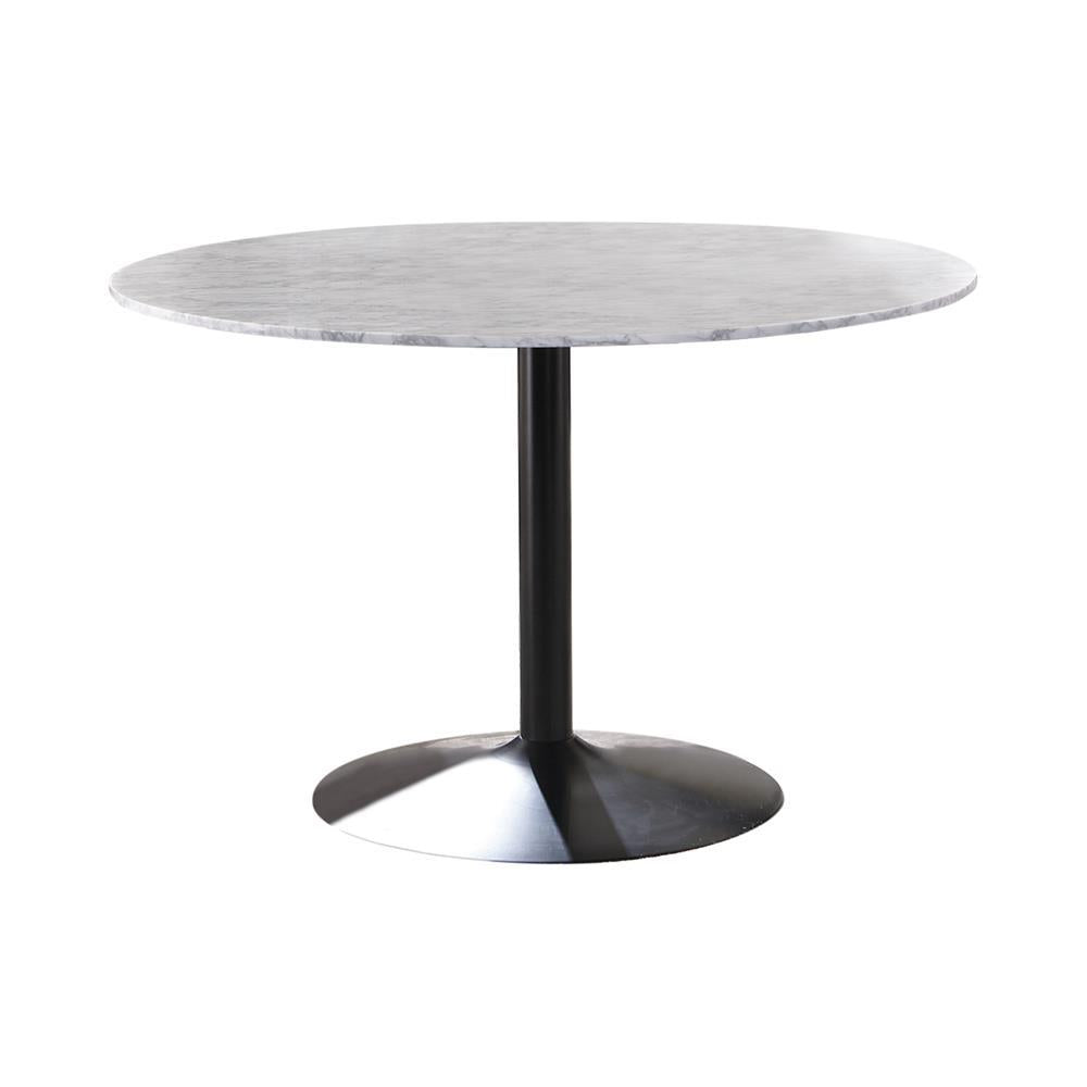 Bartole Round Dining Table White and Matte Black - Half Price Furniture