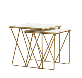 Bette 2-piece Nesting Table Set White and Gold Half Price Furniture