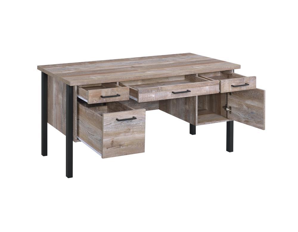 Samson 4-drawer Office Desk Weathered Oak - Half Price Furniture