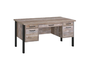 Samson 4-drawer Office Desk Weathered Oak - Half Price Furniture