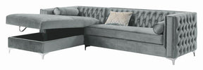 Bellaire Button-tufted Upholstered Sectional Silver - Half Price Furniture