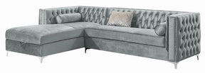 Bellaire Button-tufted Upholstered Sectional Silver - Half Price Furniture