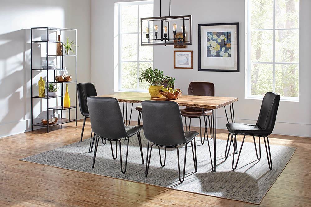 Sherman Rectangular Dining Table Natural Acacia and Matte Black - Half Price Furniture